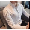 Cross-border elastic silk men's shirt, long-sleeved new solid color business professional workwear, non-ironing shirt for work Specification image
